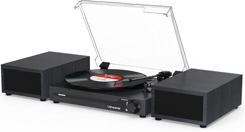 Vinyl Record Player with Speakers,Bluetooth Portable Turntable for Vinyl Records,Phonograph LP Player with 3 Speed USB RCA in Vintage Black in Kuwait