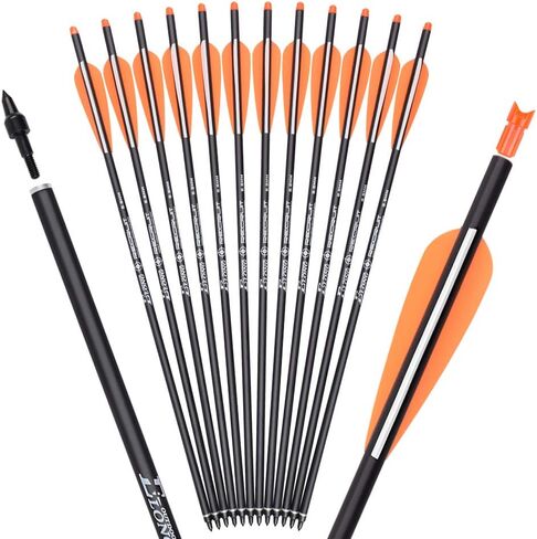 16/18/20 Inch Carbon Crossbow Bolts Hunting Archery Arrows with 4" Vanes Moon Nocks Target Tip (Pack of 12) in Kuwait
