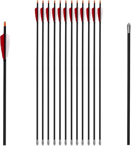 DEERACE 30" Carbon Hunting Arrows Archery Target Practice Arrows with 4" Turkey Feathers Spine 500 for Recurve Bow and Compound Bow(Pack of 12) (Feather Carbon Arrow) in Kuwait