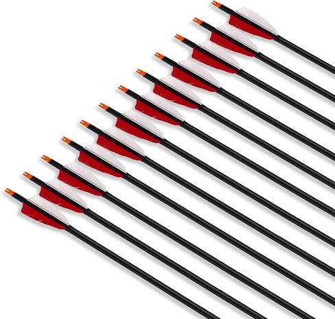 DEERACE 30" Carbon Hunting Arrows Archery Target Practice Arrows with 4" Turkey Feathers Spine 500 for Recurve Bow and Compound Bow(Pack of 12) (Feather Carbon Arrow) in Kuwait