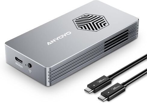 ANYOYO 40Gbps M.2 NVMe SSD Enclosure with Cooling Fan, Aluminium Alloy Enclosure Compatible with Thunderbolt 4/3/USB4, Support M/B+M Key SSD, Tool-Free Installation in Saudi Arabia