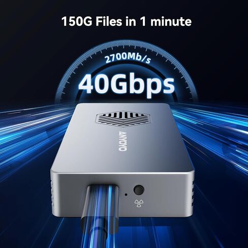 ANYOYO 40Gbps M.2 NVMe SSD Enclosure with Cooling Fan, Aluminium Alloy Enclosure Compatible with Thunderbolt 4/3/USB4, Support M/B+M Key SSD, Tool-Free Installation in Saudi Arabia