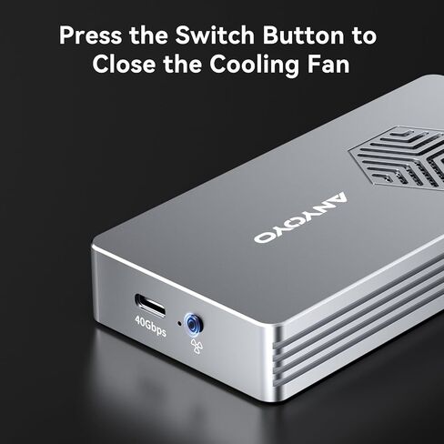 ANYOYO 40Gbps M.2 NVMe SSD Enclosure with Cooling Fan, Aluminium Alloy Enclosure Compatible with Thunderbolt 4/3/USB4, Support M/B+M Key SSD, Tool-Free Installation in Saudi Arabia
