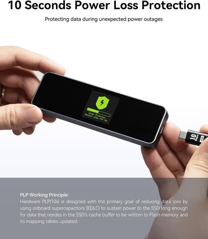 DOCKCASE Smart M.2 NVMe SSD Enclosure, 10s Power Loss Protection (PLP), 10Gbps USB 3.2 Gen 2 Type-C External Hard Drive Case, Fits 2230/2242/2260/2280 NVMe M/B+M Key in Kuwait
