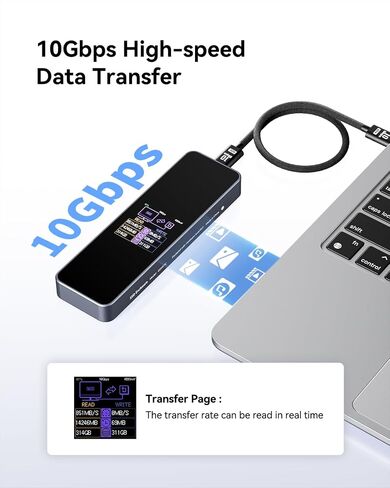 DOCKCASE Smart M.2 NVMe SSD Enclosure, 10s Power Loss Protection (PLP), 10Gbps USB 3.2 Gen 2 Type-C External Hard Drive Case, Fits 2230/2242/2260/2280 NVMe M/B+M Key in Kuwait