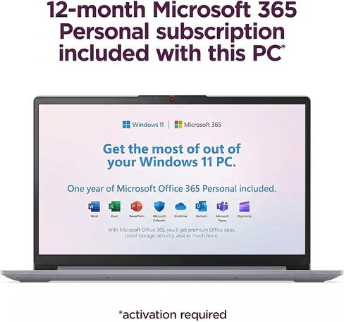 Lenovo IdeaPad Slim 3i • 15.6" FHD Laptop with Microsoft Office 365 • Intel 4 Cores • 128GB SSD • DDR5 • Quick Setup, Lightweight • Win 11 in Saudi Arabia