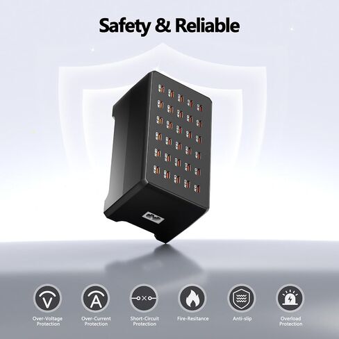 180W USB C Charger Station, 30-Port Type C Charger Station, Multiple Fast Charger Hub, Home Desktop Power Adapter, Travel Convenient, Compatible with iPhone/Galaxy/iPad/Tablets and Other Devices in Kuwait
