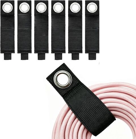 6 PCS Extension Cord Holder, Extension Cord Strap, Cable Organizer Straps for Cords Hoses, Heavy Duty Cord Wrap Keeper with Grommet for Hanging, Suitable for Cords, Hoses, Rope, RV, Boat and Garage（M） in Saudi Arabia