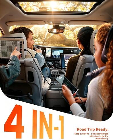 120W Car Charger USB C Fast Charge 4-Port Cigarette Lighter Adapter 12V-24V in Kuwait