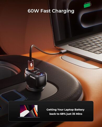 120W Car Charger USB C Fast Charge 4-Port Cigarette Lighter Adapter 12V-24V in Kuwait