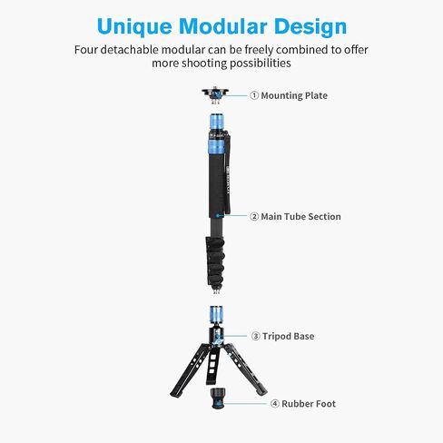 SIRUI P-325FS Camera Monopod Kit, 58.4" Lightweight Telescopic Carbon Fiber Video Monopod with VA-5 Fluid Video Head, Tripod Stand, Flip Locks for DSRL Camera in Saudi Arabia