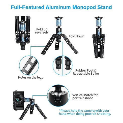 SIRUI P-325FS Camera Monopod Kit, 58.4" Lightweight Telescopic Carbon Fiber Video Monopod with VA-5 Fluid Video Head, Tripod Stand, Flip Locks for DSRL Camera in Saudi Arabia