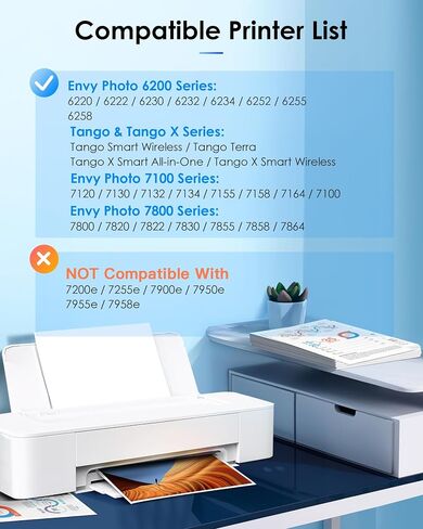 خراطيش حبر 64XL سوداء/ملونة بديلة لحبر HP 64 لحبر HP 64 64XL تعمل مع HP Envy Photo 7855 7858 7155 7120 6252 6255 6258 7164 7864 Tango Tango X Printer (1 أسود، 1 لون) in Kuwait