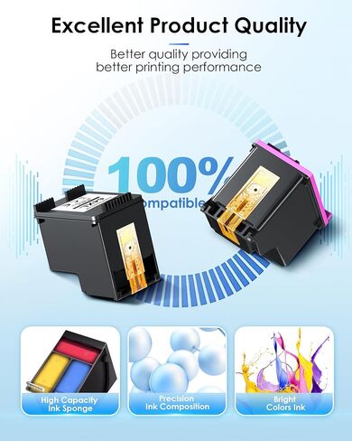 خراطيش حبر 64XL سوداء/ملونة بديلة لحبر HP 64 لحبر HP 64 64XL تعمل مع HP Envy Photo 7855 7858 7155 7120 6252 6255 6258 7164 7864 Tango Tango X Printer (1 أسود، 1 لون) in Kuwait