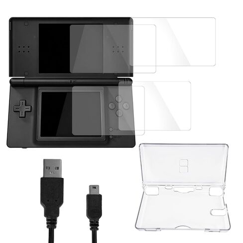 مجموعة ملحقات JDGPOKOO 4 في 1 لجهاز Nintendo DS Lite، غطاء حماية شفاف لجهاز NDSL، مجموعتين من واقيات الشاشة وكابل شحن متوافق مع NDSL فقط in Kuwait