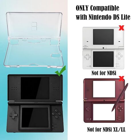مجموعة ملحقات JDGPOKOO 4 في 1 لجهاز Nintendo DS Lite، غطاء حماية شفاف لجهاز NDSL، مجموعتين من واقيات الشاشة وكابل شحن متوافق مع NDSL فقط in Kuwait