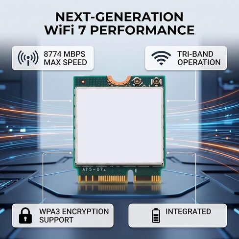 banapoy WiFi 7 Wireless Card, 320MHz, 8774Mbps M.2 NGFF Tri Band 6GHz 5GHz 2.4GHz WPA3 Bluetooth 5.4 Network Card for Laptop Desktop Computer in Saudi Arabia