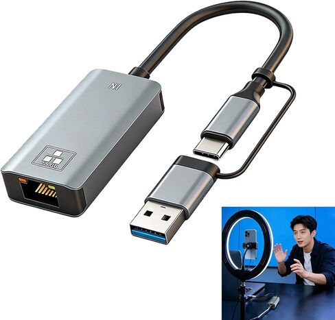 2500Mbps Ethernet Adapter Type C to RJ45 Gigabit Networking for Laptop Desktop Aluminum Ethernet in Saudi Arabia