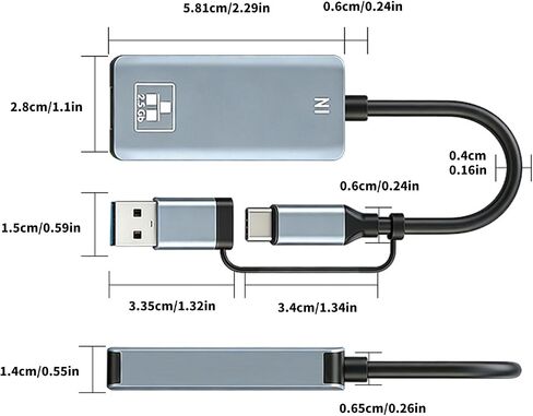 2500Mbps Ethernet Adapter Type C to RJ45 Gigabit Networking for Laptop Desktop Aluminum Ethernet in Saudi Arabia