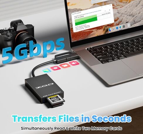 قارئ بطاقات XQD، قارئ بطاقات ذاكرة 2 في 1 USB-C وUSB-A بسرعة 5 جيجابت في الثانية USB 3.0 XQD/SD in Kuwait
