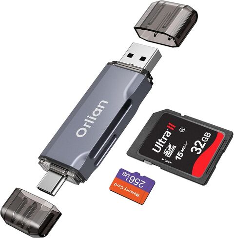 USB 3.0 SD Card Reader,Dual Slots USB 3.0 Type C to Micro SD Card Adapter, Memory Card Reader Adapter for MicroSD, SDHC, SDXC, RS-MMC, MMC, Compatible with Laptop, iphone 16/15,MacBook Android (Black) in Kuwait