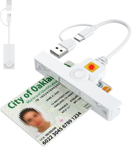 CAC Reader with 2 in 1 USB/Type C Dual Connector, DOD Military USB Common Access CAC Card Reader Type C Smart Card Reader Compatible with Windows, Mac OS Mini Fold Plug and Play in Saudi Arabia