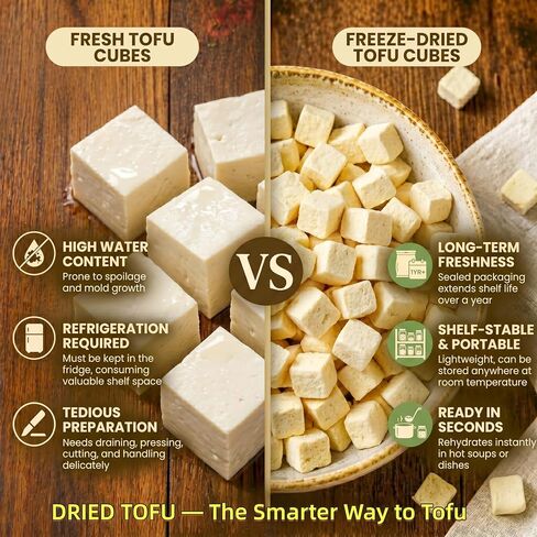 6.6 oz Freeze Dried Tofu Cubes, Dehydrated Tofu, Ramen Toppings & Miso Soup in Saudi Arabia