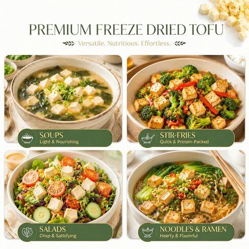 6.6 oz Freeze Dried Tofu Cubes, Dehydrated Tofu, Ramen Toppings & Miso Soup in Saudi Arabia