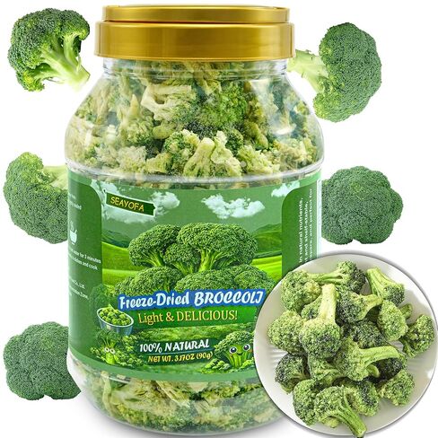 SEAYOFA Freeze Dried Broccoli Florets, 3.17oz Dehydrated Broccoli Vegetables, No Bitter Frozen Broccoli Florets for Snack, Soup, Pasta, Camping, Quickly & Emergency Food Supply, Vegan in Saudi Arabia