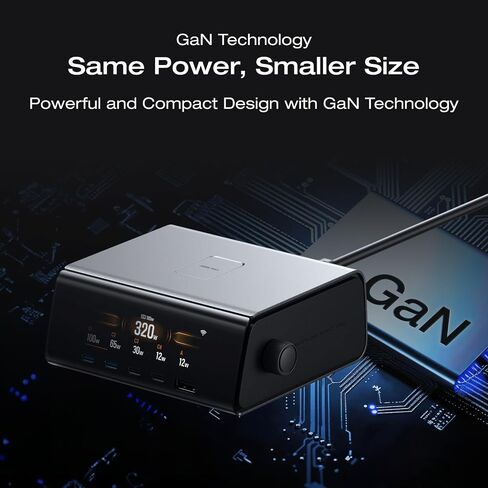 EF ECOFLOW Rapid Pro Charger 320W Max, 5 Ports, GaN Charging Station for 6 Devices, Pogo Pin for EcoFlow Rapid Pro Power Bank, Desktop Charger Compatible with iPhone 17/16, Samsung, Galaxy and More in Kuwait