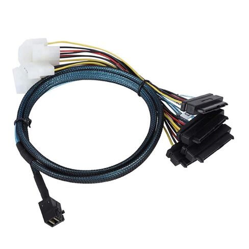 Fast Speed Server Connection Cable MiniSAS SFF 8643 to Four 29pin SFF 8482 with Big 4P Power MiniSAS Cable in Saudi Arabia