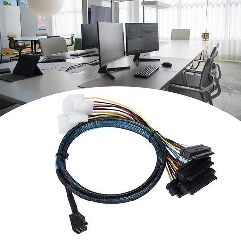Fast Speed Server Connection Cable MiniSAS SFF 8643 to Four 29pin SFF 8482 with Big 4P Power MiniSAS Cable in Saudi Arabia