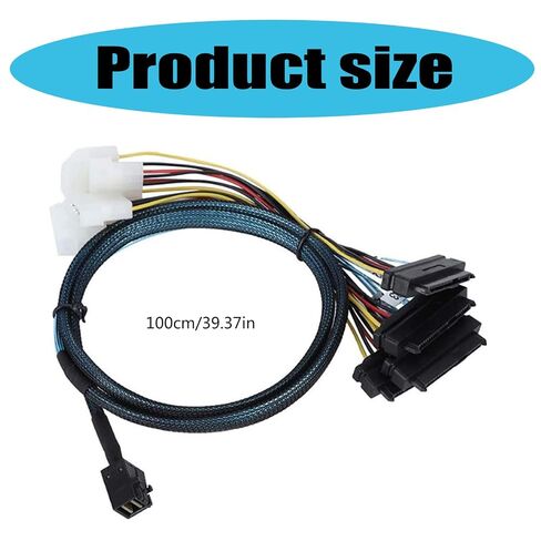 Fast Speed Server Connection Cable MiniSAS SFF 8643 to Four 29pin SFF 8482 with Big 4P Power MiniSAS Cable in Saudi Arabia