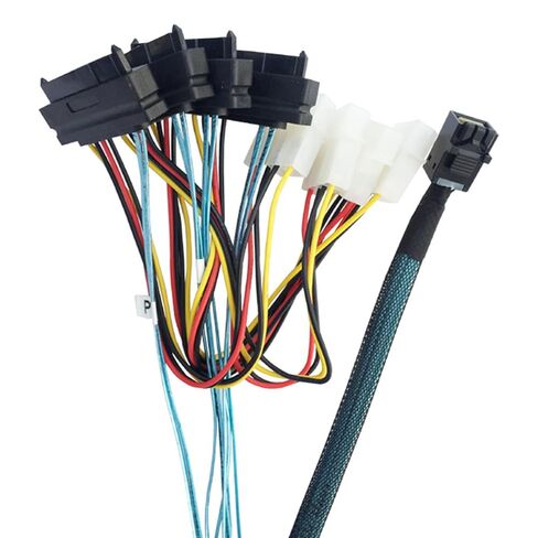 Fast Speed Server Connection Cable MiniSAS SFF 8643 to Four 29pin SFF 8482 with Big 4P Power MiniSAS Cable in Saudi Arabia