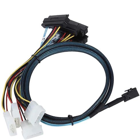Fast Speed Server Connection Cable MiniSAS SFF 8643 to Four 29pin SFF 8482 with Big 4P Power MiniSAS Cable in Saudi Arabia