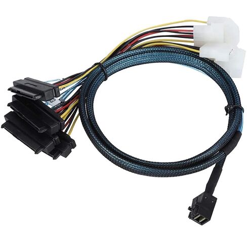 Fast Speed Server Connection Cable MiniSAS SFF 8643 to Four 29pin SFF 8482 with Big 4P Power MiniSAS Cable in Saudi Arabia