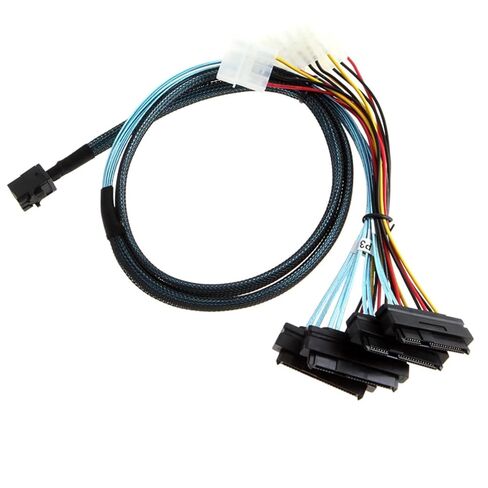 Fast Speed Server Connection Cable MiniSAS SFF 8643 to Four 29pin SFF 8482 with Big 4P Power MiniSAS Cable in Saudi Arabia