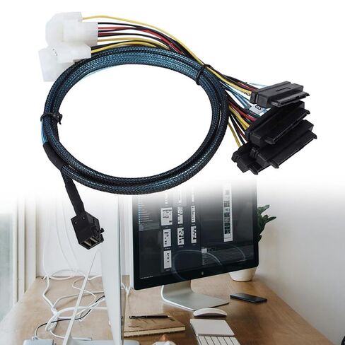 Fast Speed Server Connection Cable MiniSAS SFF 8643 to Four 29pin SFF 8482 with Big 4P Power MiniSAS Cable in Saudi Arabia