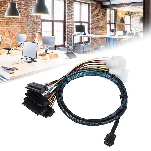 Fast Speed Server Connection Cable MiniSAS SFF 8643 to Four 29pin SFF 8482 with Big 4P Power MiniSAS Cable in Saudi Arabia