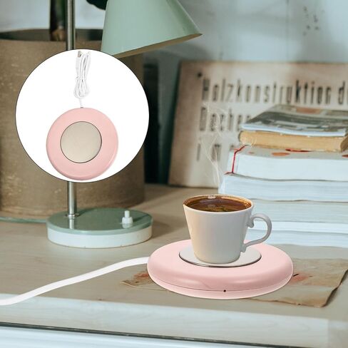 USB Charging Mug Warmer Coaster with Constant Temperature 55℃, Aluminum Alloy and Plastic Material, Keeps Coffee Mug Warm Automatically, for Office and Work Desk Use in Saudi Arabia