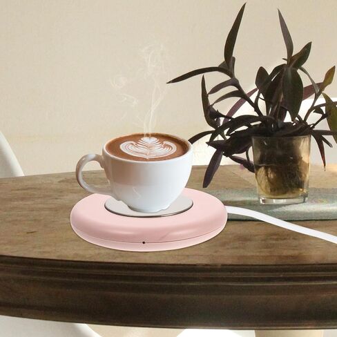 Uonlytech USB Cup Warmer Heating Coaster for Coffee Mugs with Constant Temperature 55℃ Electric Mug Warmer Made of Aluminum Alloy and Plastic, Practical USB Heated Coaster for Office Work in Saudi Arabia