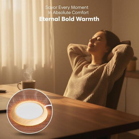 USB Coffee Mug Warmer, Wood Grain Heating Plate for Cups, 122 ℉ / 50 °C Constant Temperature Coffee Heater Pad, Portable Beverage Warmer for Office Home Desk Tea Milk Cocoa in Saudi Arabia
