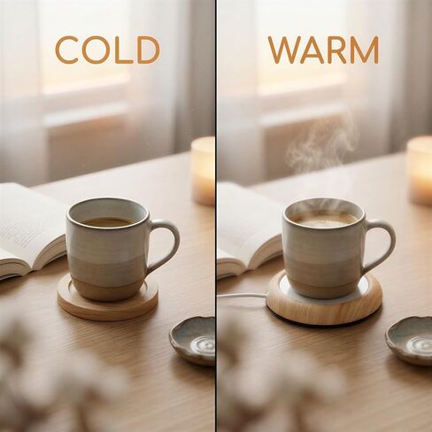USB Coffee Mug Warmer, Wood Grain Heating Plate for Cups, 122 ℉ / 50 °C Constant Temperature Coffee Heater Pad, Portable Beverage Warmer for Office Home Desk Tea Milk Cocoa in Saudi Arabia