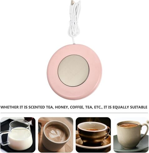 jojofuny 1set USB Thermostatic Cup Mat Heating Coaster Constant Temperature Beverage Warmer Portable Pad for Tea Coffee Hot Drinks Desk Use in Saudi Arabia