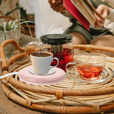 jojofuny 1set USB Thermostatic Cup Mat Heating Coaster Constant Temperature Beverage Warmer Portable Pad for Tea Coffee Hot Drinks Desk Use in Saudi Arabia