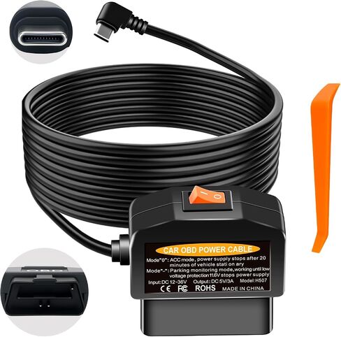 OBD Dash Cam Power Cable USB C,Parking Mode Kit with Low Voltage Protection in Saudi Arabia