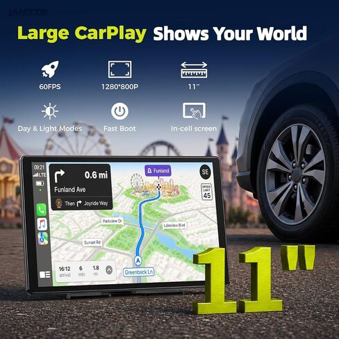 LAMTTO 11" Wireless CarPlay Screen with in-Cell Display and Dual-Band WiFi in Saudi Arabia