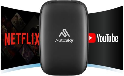 AutoSky AI Box Lite – Wireless CarPlay & Android Auto Adapter, Plug-and-Play, Fast Connection, Stable Performance, Stream Netflix & YouTube via Hotspot, Works with OEM Touchscreen in Saudi Arabia