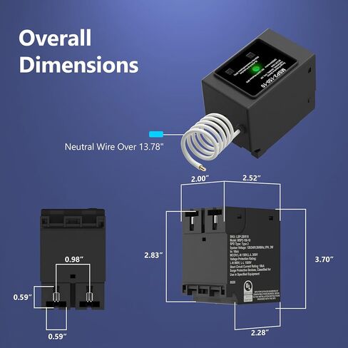 LIDER Surge Protective Device Type 2 SPD, 120/240VAC Whole House Surge Protector, Plug-On Circuit Breaker Protection with LED Indicator, Compatible with Siemens Eaton GE Panels, UL Listed in Saudi Arabia