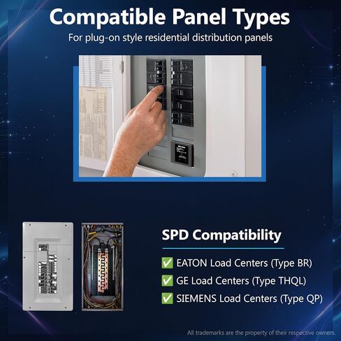 LIDER Surge Protective Device Type 2 SPD, 120/240VAC Whole House Surge Protector, Plug-On Circuit Breaker Protection with LED Indicator, Compatible with Siemens Eaton GE Panels, UL Listed in Saudi Arabia